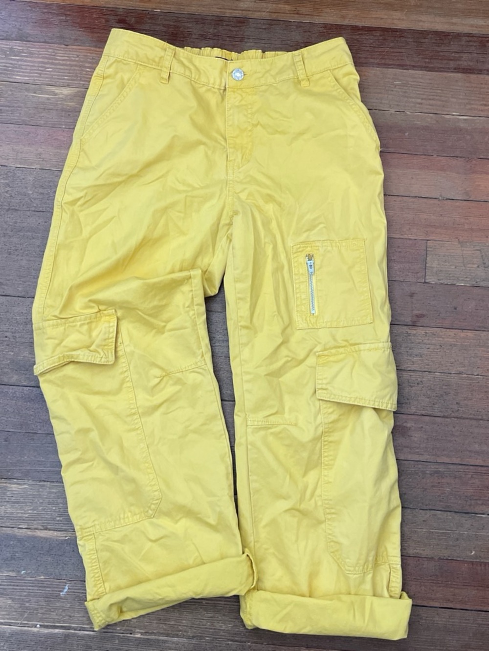 Women’s Yellow Cargo Boot-Cut Pants